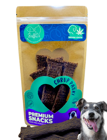 ChrupPaski dla psa - baranina z konopiami 100g